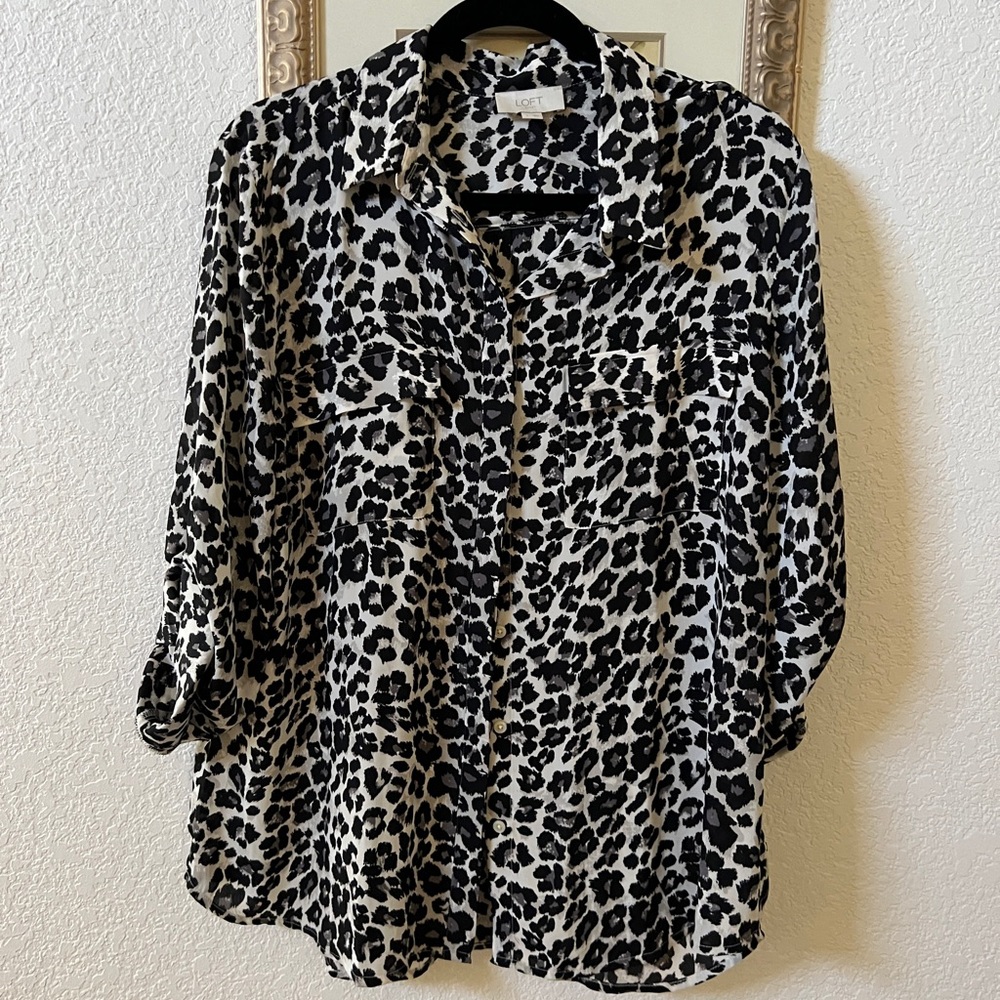 Leopard Button Down Blouse